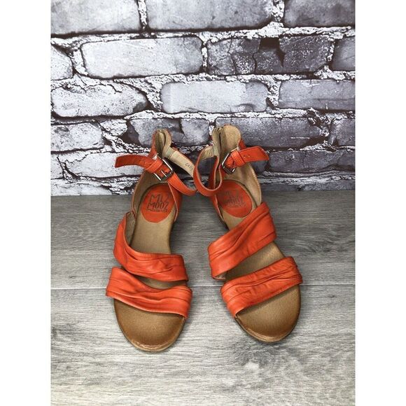 Miz Mooz Cassie Orange Leather Ankle Strap Heeled Sandals Women Sz 39EU/8.5M US - Picture 3 of 16